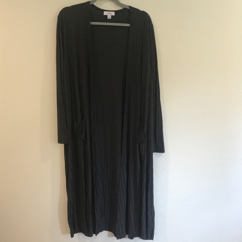 LuLaRoe “Sarah” Duster, NWOT, Charcoal, Size L